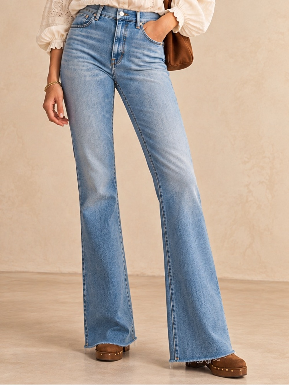 Veronica Beard High Rise Cameron Raw Hem Bootcut Jeans in Nova